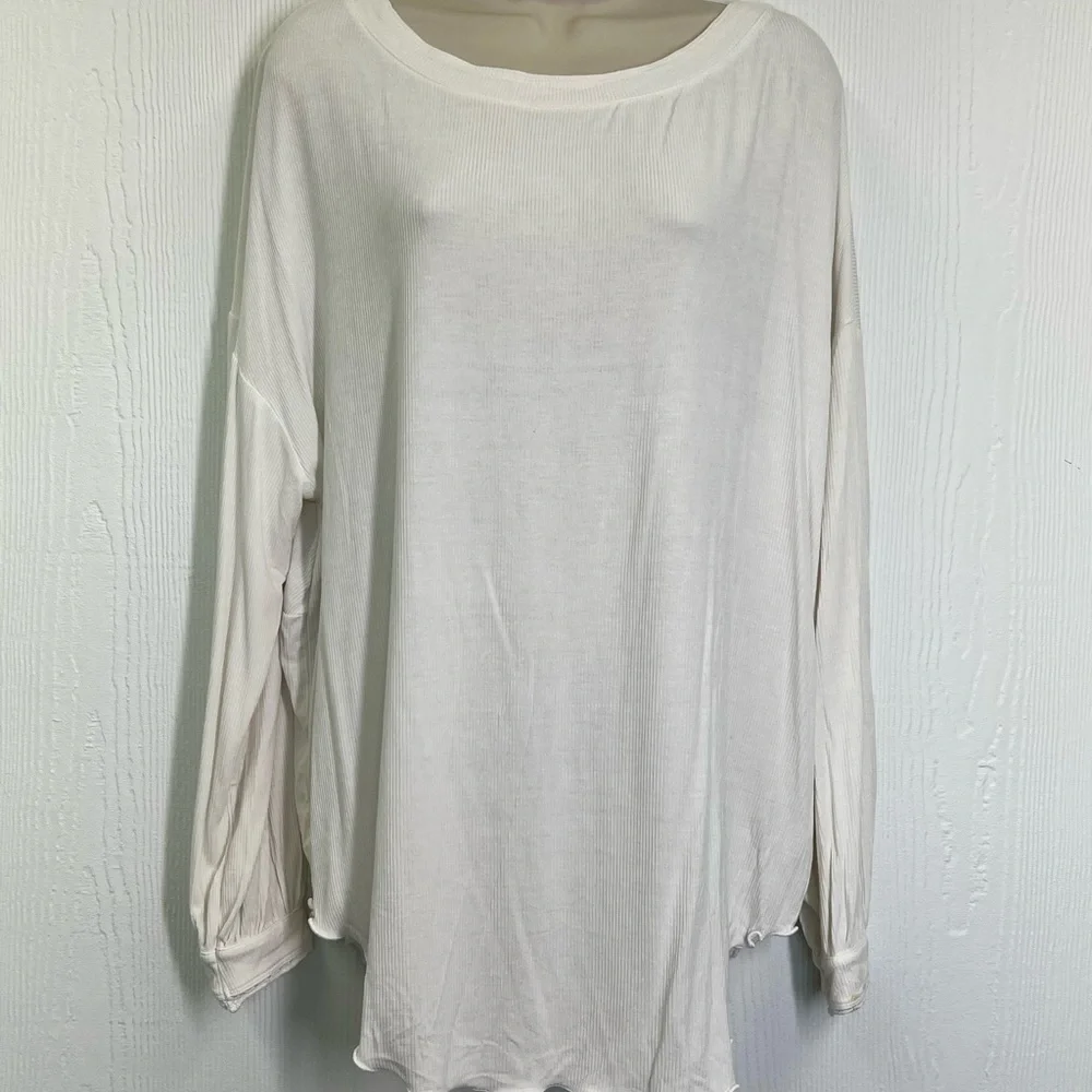 Free People - Shimmy Shake Ribbed Oversized Open Knot Back Blouse Size Small